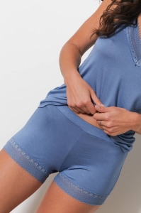 11090-vano Azul - Conjunto de camisola y pantal&oacute;n corto