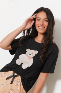 F425-ours Black_salmon - Conjunto de camisola y pantalón corto