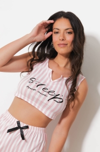 F420-baby Pink - Conjunto de camisola y pantal&oacute;n corto