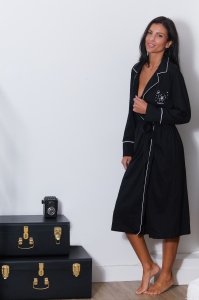 8607-nina Black - Bathrobe