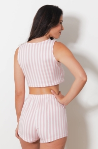 F420-baby Pink - Conjunto de camisola y pantal&oacute;n corto