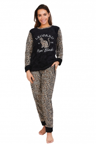 20044-leopard Noir - Ensembles pyjama