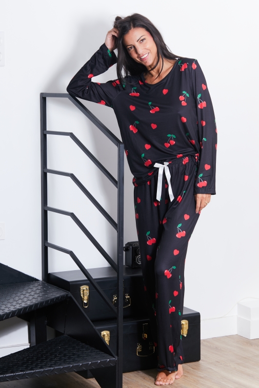 58180-agathe Preto - Conjuntos de pijama