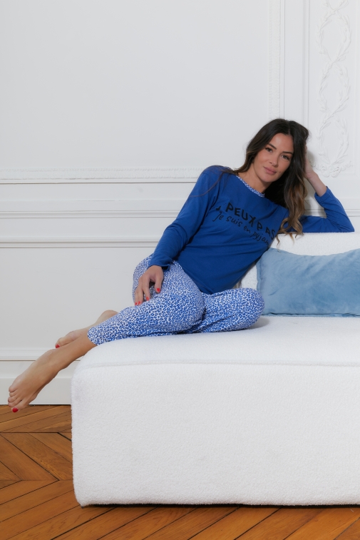77050-lea Leopard-bleu - Ensembles pyjama