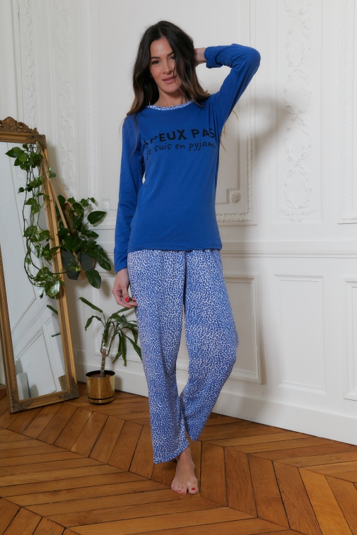 77050-lea Leopard-bleu - Ensembles pyjama