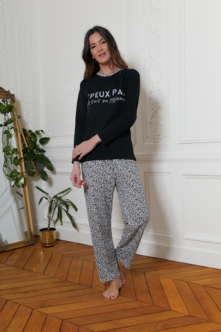 77050-lea Leopardo-preto - Conjuntos de pijama