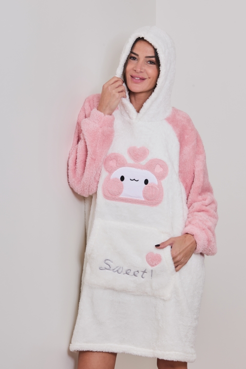 F2418-aubepine Rose - Peignoir