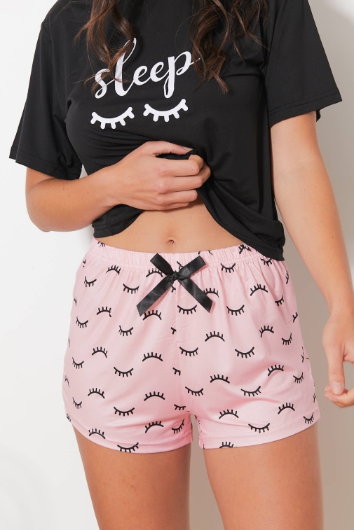 F425-ours Black_rose - Camisole / shorts set